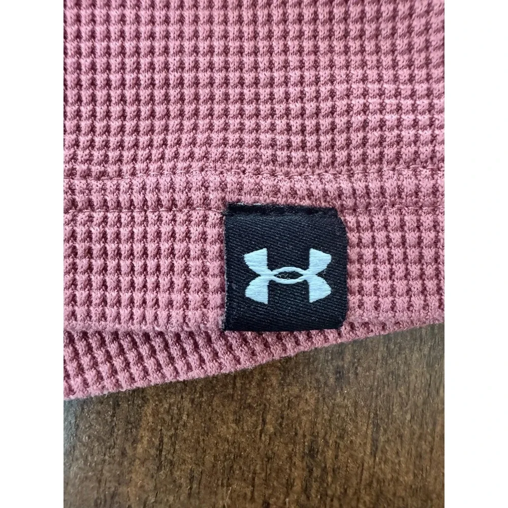 Under Armour Project Rock Shirt Mens Large Pink Long Sleeve Waffle Thermal Top